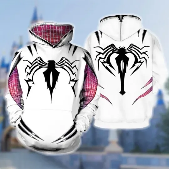 Spider Girl Costume 3D Hoodie, Cosplay Gwen Stacy Halloween 3D Cosplay Movie