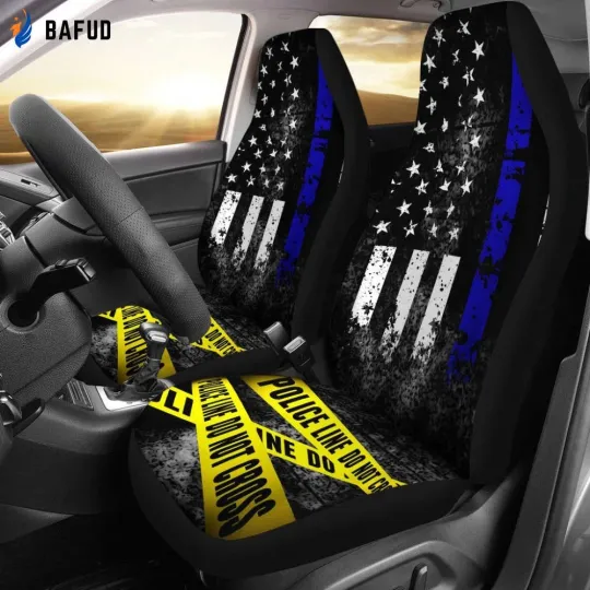 Discover Blue Line Police Car Seat Covers