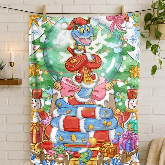 Discover Christmas Snake Flannel Throw, Cartoon Winter Blanket for Kids & Adults