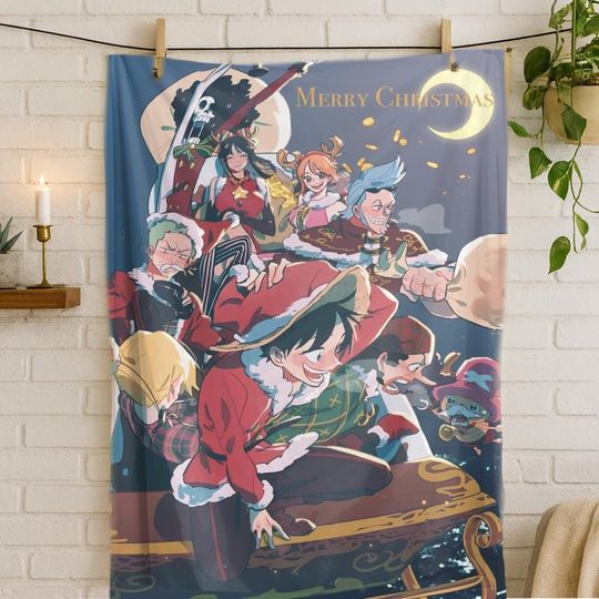 Discover One Piece Christmas Anime Flannel Throw Blanket, Anime party gifts