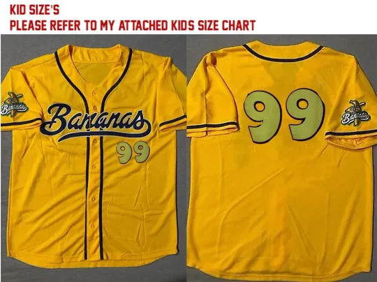 Savannah Bananas #99 kids Youth Baseball Jersey New 3D