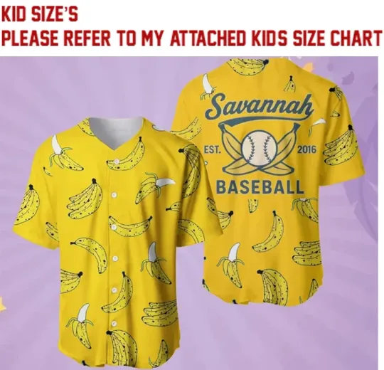 Discover Savannah Bananas kids BASEBALL 3D kids Youth SHIRT All sizes B2040