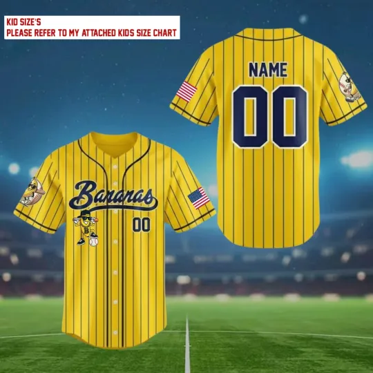 Discover Personalized Banana Team Baseball Jersey, Let's Go Bananas Shirt Kids AOp B2049