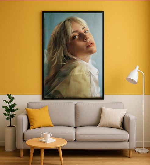 Billie Eilish Hand-Drawn Poster Print - Large Fan Art Wall Decor for Living Room and Kitchen