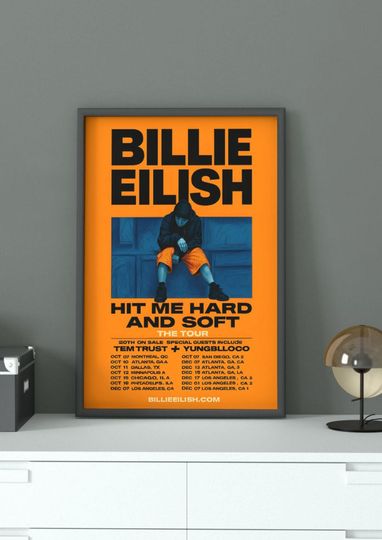 Discover Billie Eilish Poster Hit Me Hard and Soft Tour Print Aesthetic Music Wall Art Concert Poster Pop Music Decor  Limited Edition Fan Art Print