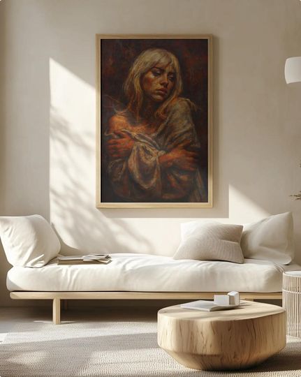 Billie Eilish Mixed Media Portrait Poster Moody Abstract Art Print