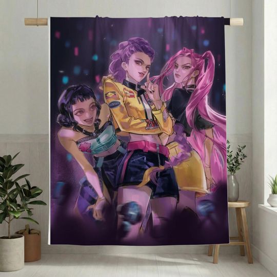 Discover Huntrix K-Pop Demon Hunters Soft Flannel Throw Blanket, Idol Girl Group Fan Gift