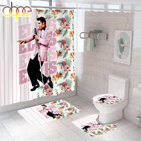 Elvis Presley Pink Shower Curtain Bathroom set