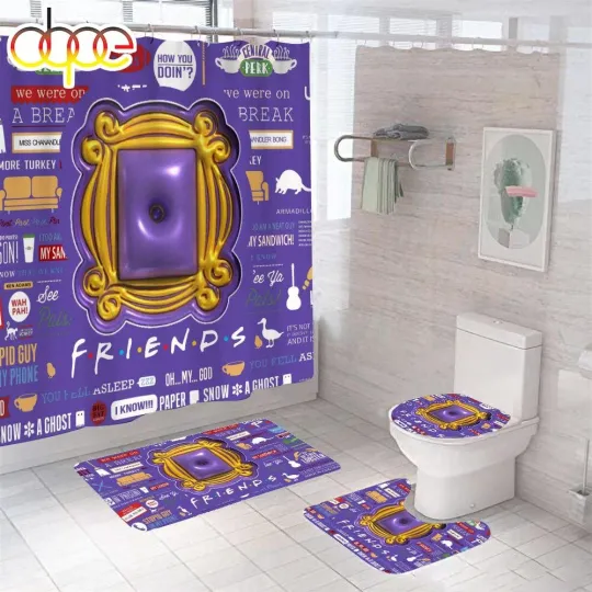 Discover Friends Christmas Shower Curtain Bathroom set