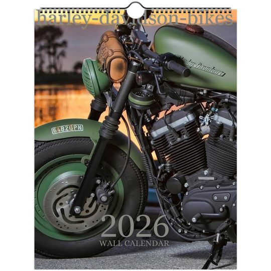 Discover Haarley Davidson Bike 2026 Wall Calendar A4 Motorcycle Fan Art Biker Poster Garage Wall Decor Gift for Riders US Holidays