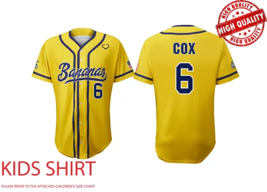 Savannah Bananas RYAN COX #6 Baseball Jersey 3D AOP Fans Adults Kids Youth