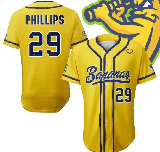 Discover AOP Savannah Bananas Phillips #29 Baseball Jersey