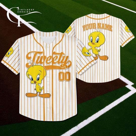 Personalized Tweety Baseball Jersey: Custom Looney Tunes Shirt