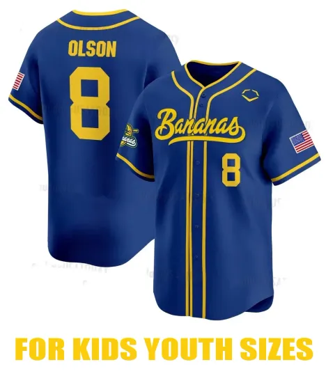 KIDS YOUTH SIZES #8 OLSON Savannah Bananas Jersey Baseball All sizes