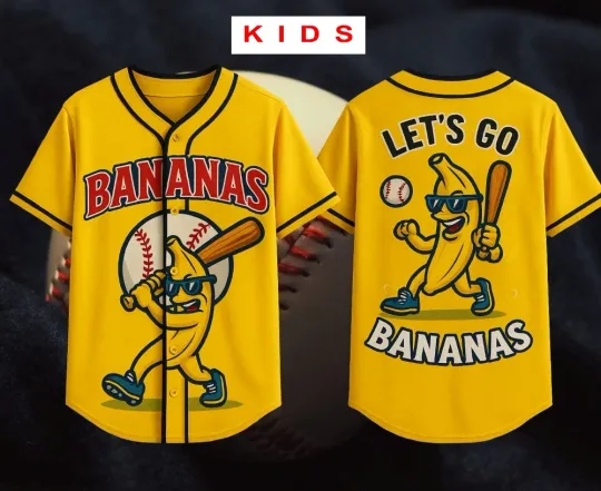 Discover SAVANNAH BANANAS LET'S GO NEW Adults KIDS YOUTH YELLOW JERSEY