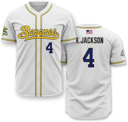 Discover Savannah Bananas #4 Jackson Baseball Jersey AOP