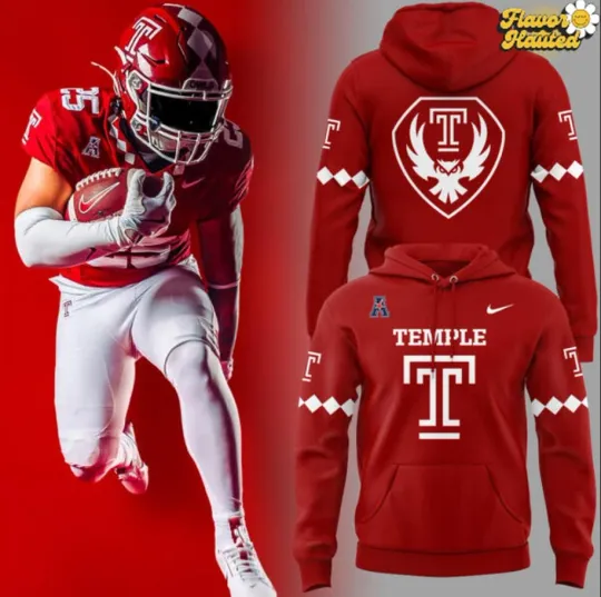 Discover Temple1 Athletic Football New 2025 3D Hoodie