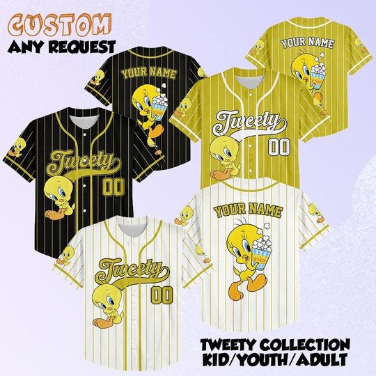 Discover Personalized Tweety Bird Baseball Jersey - Looney Tunes Team Outfit