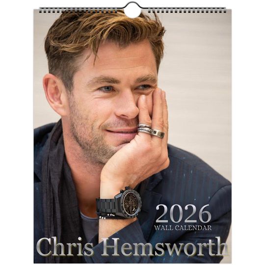 Discover Chris Hemsworth Wall Calendar 2026 - Fan Art, Actor Poster, Modern Wall Decor, US Holidays