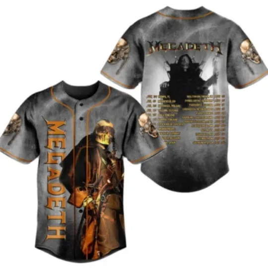 Discover Megadeth Tour Dates Baseball Jersey Megadeth 3D Print Unisex T-Shirt ES335