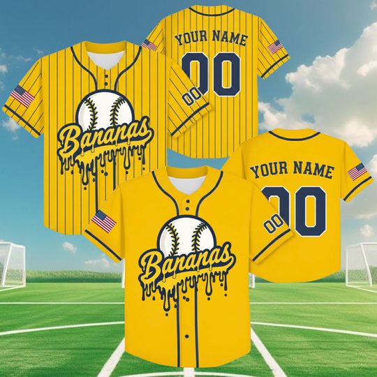 Discover Personalized Bananas Team Baseball Jersey, Funny Bananas Jersey, Let's Go Bananas Jersey, Custom Team Name Number, Gift For Savannah Fan
