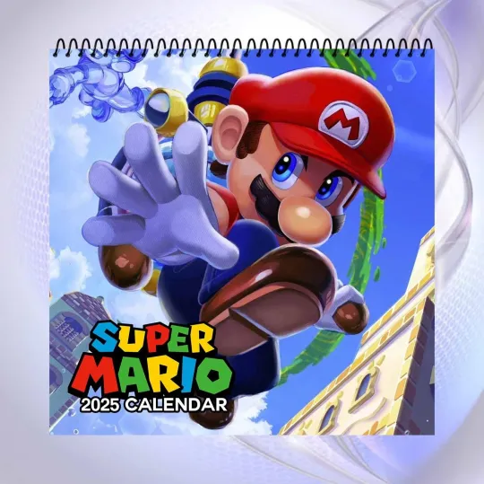 Discover Super Mario 2025 Wall Calendar, Fun Gaming Artwork, Gift for Nintendo Fans