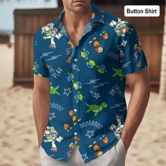 Discover Toy Story Hawaiian Shirt, Disney Woody Buzz Forky Rex Mr Potato Slinky Shirt