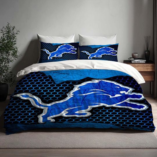 Handmade Detroit Lions Duvet Cover Bedding Set, Quilt Cover for Home & Living