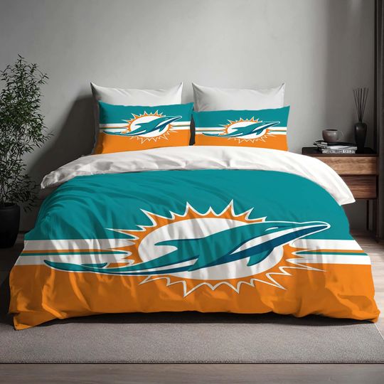 Miami Dolphins Bedding Set Duvet Cover and Quilt Cover for Birthday and Back to School