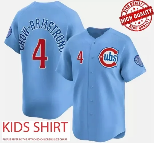 Petee Crow‑Armstrong Number #4 Baseball Jersey Cubs 3D AOP