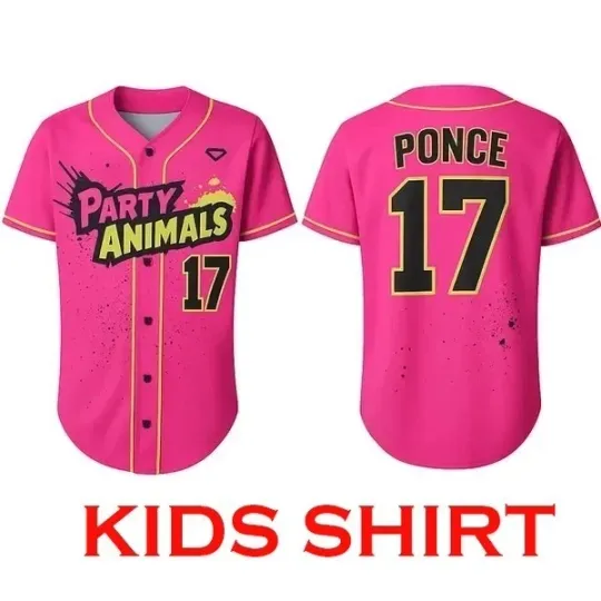 Discover Party Animals #17 PONCE Baseball Jersey 3D Shirt Unisex S-5XL Reprint