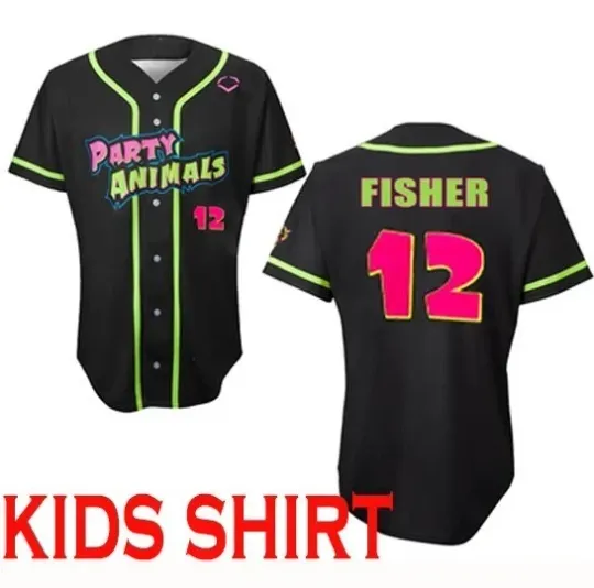 Discover Party Animals #12 Fisher Baseball Jersey 3D Shirt Unisex S-5XL Reprint