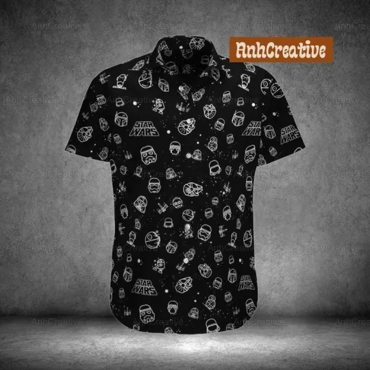 Discover Star Wars Movie Button Shirt, Disney Hawaiian Shirt, Darth Vader Boba Fett Storm