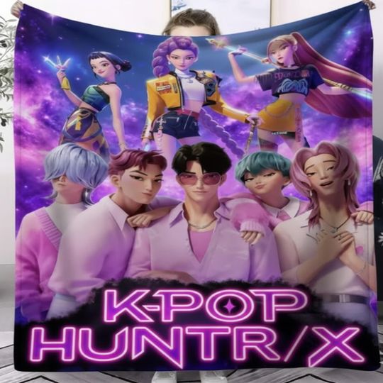 Discover K Pop Demon Hunter Anime Fleece Blanket Soft Cozy Throw for Bed and Sofa