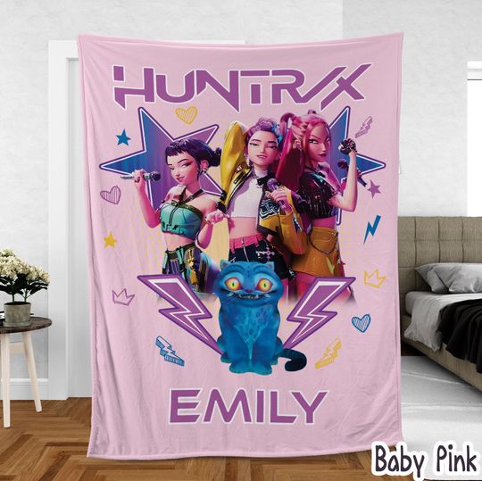 Discover Custom Name K-Pop Demon Hunters Fleece Blanket, Anime-Inspired Cozy Throw for Fans
