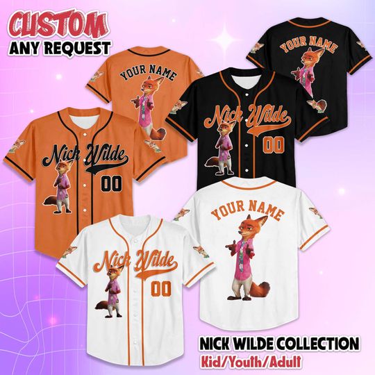 Discover Personalized Nick Wilde Baseball Jersey, Custom Disney Zootopia 2 Baseball Shirt