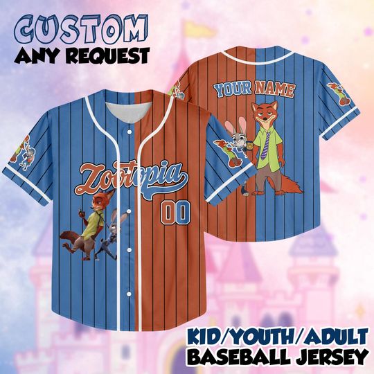 Discover Personalized Zootopia 2 Baseball Jersey, Custom Nick Wilde Judy Hopps Baseball Shirt