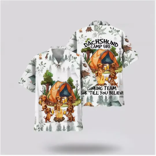 Discover Dachshund Camp Fire Drinking Team 3D Hawaii Shirt