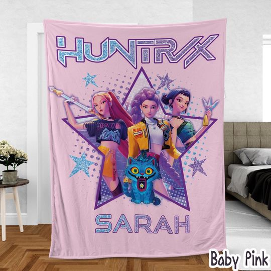 Discover Custom Name K-Pop Demon Hunters Fleece Blanket, Anime-Inspired Cozy Throw for Fans, Personalized Huntrix Design, Gift for K-Pop Lovers