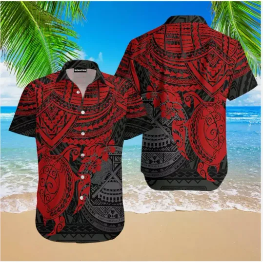 Discover American Samoa Polynesian Red Cool Aloha 3D Hawaii Shirt