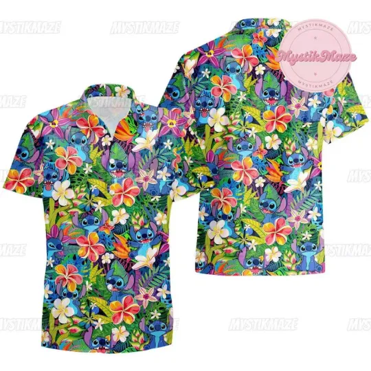 Discover Stitch Button Shirt, Disney Stitch Button Up Shirt 3D Hawaii Shirt