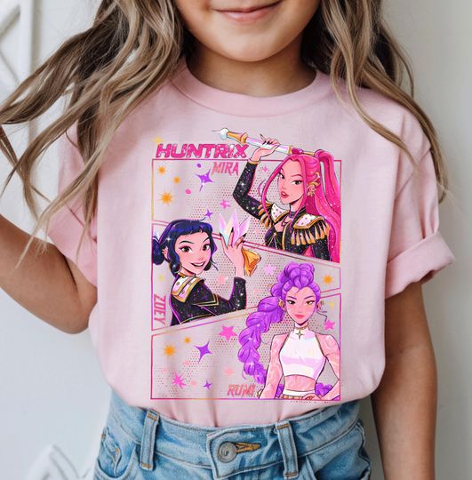 Discover Huntri x Mira, Rumi, Zoey Fan T-Shirt, K-pop Demon Hunters T-Shirt, Gift for Huntri x Fans, K-pop Huntri x Pin, Huntri x Tee