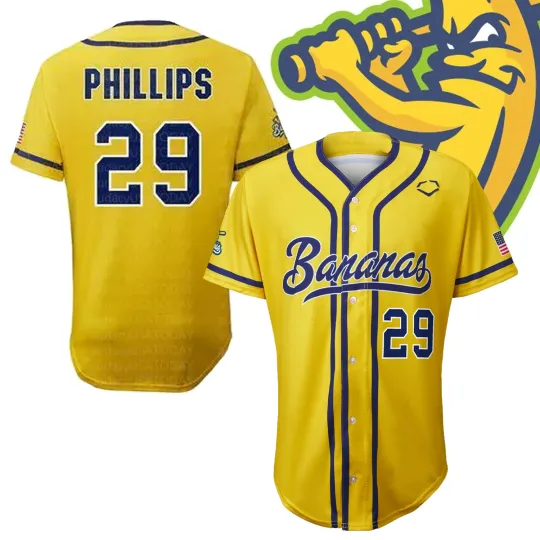 Discover Savannah Bananas Phillips #29 Baseball Jersey T Shirt All Size