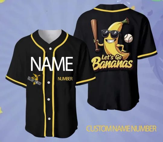 Discover CUSTOM Collection Savannah Bananas Baseball Jersey 3D Black