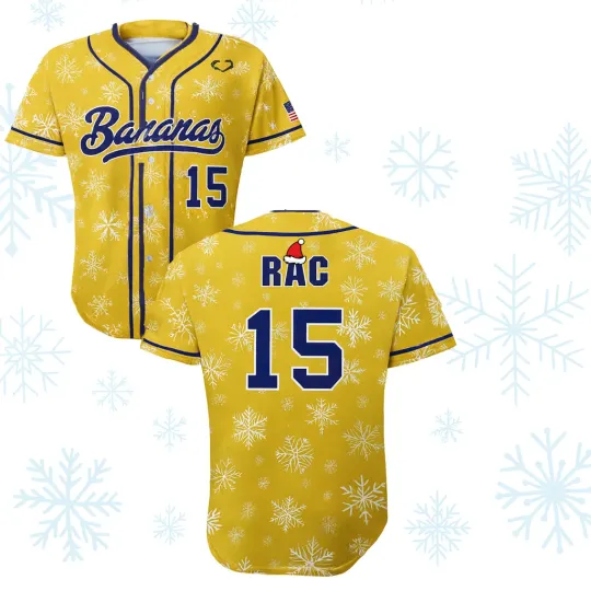 Discover CHRISTMAS RAC 15 Savannah Bananas Jersey Baseball SHIRT S-6XL
