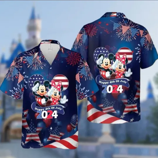 Discover Mickey Minnie Fireworks Happy 4th July 3D HAWAII SHIRT Us Size Best Price