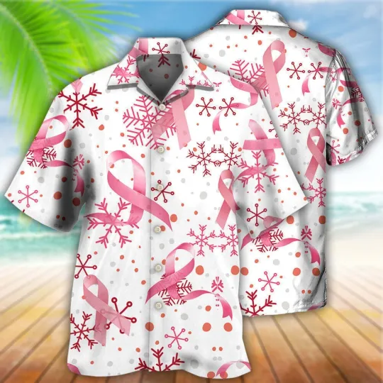 Discover Breast Cancer Pink Ribbon Merry Christmas 3D Hawaii Shirt US SIZE BEST PRICE