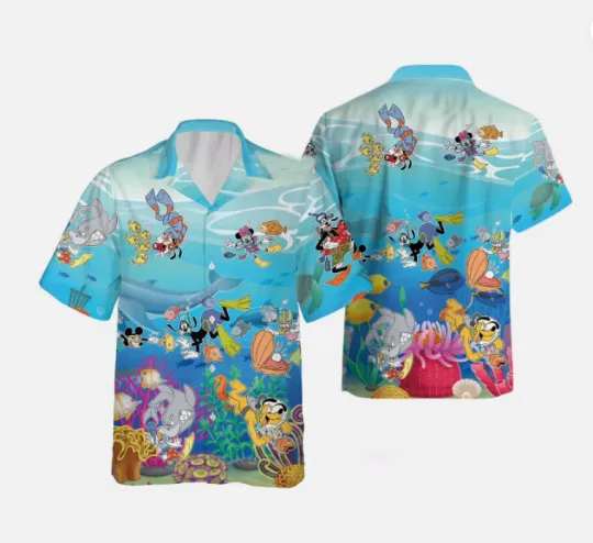 Discover Mickey & Friends Diving Tropical Beach Cruise Aloha Summer Vacay 3D HAWAII SHIRT