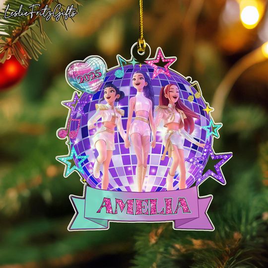 Discover Personalized Name KPOP Ornament for Home Decor, Christmas Keepsake, Custom Mira Rumi Zoey or Demon Hunters Ornament