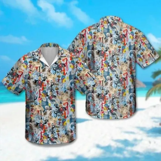 Nightmare Halloween Town Hawaiian Shirt, Jack Skellington, Sally, Oogie Boogie